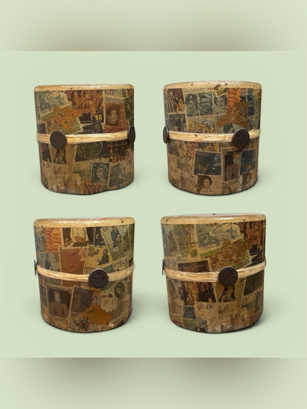Vintage Bombay "Antique Stamp" Pillar Candle